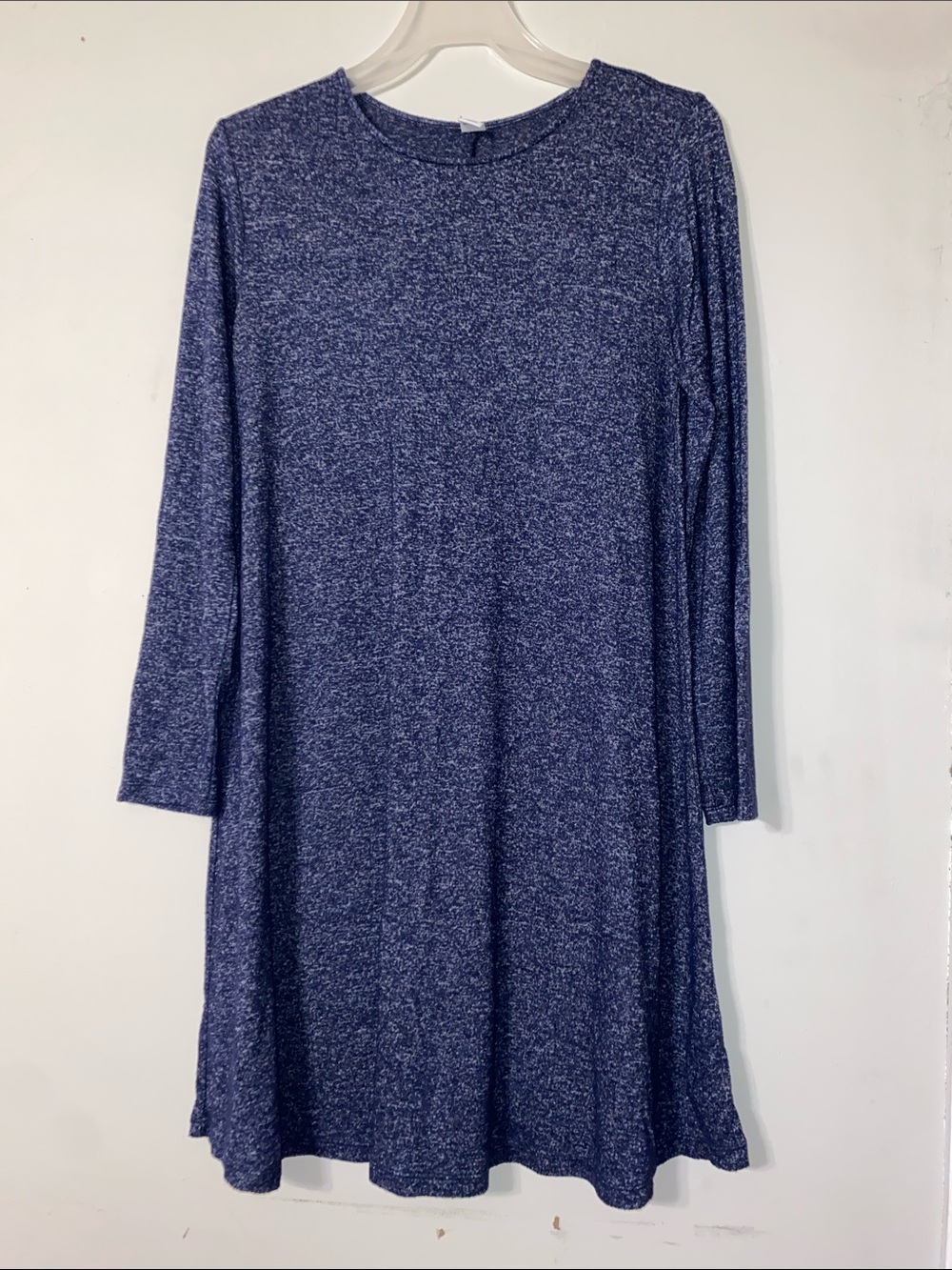 Old Navy Heathered Navy Long-Sleeve Swing Dress